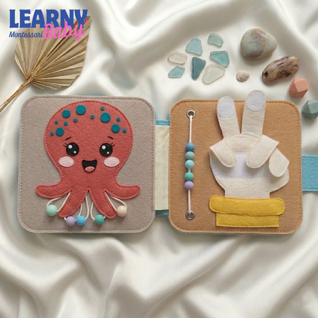 Personalized Montessori Busy Book, Quiet Book for Kids, Felt Learning Activity Book, Toddler Travel Toy, Preschool Educational Gift QBLB51