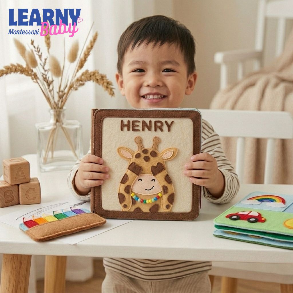 Personalized Montessori Busy Book for Toddlers, Felt Busy Book, Baby Busy Book, Sensory Learning Travel Toy QBLB48