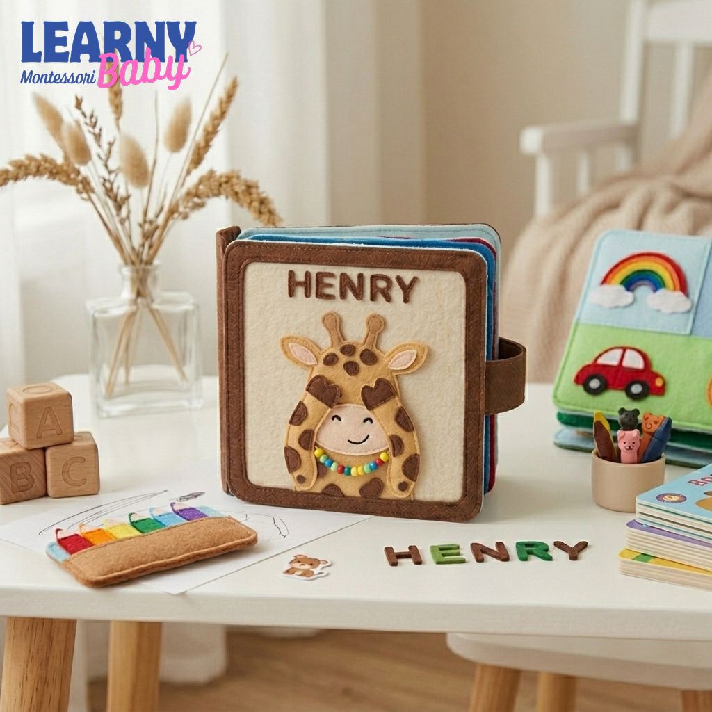 Personalized Montessori Busy Book for Toddlers, Felt Busy Book, Baby Busy Book, Sensory Learning Travel Toy QBLB48