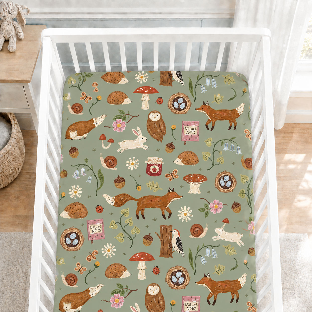 Woodland Animals Bamboo Fitted Crib Sheet – Forest Baby Nursery Bedding