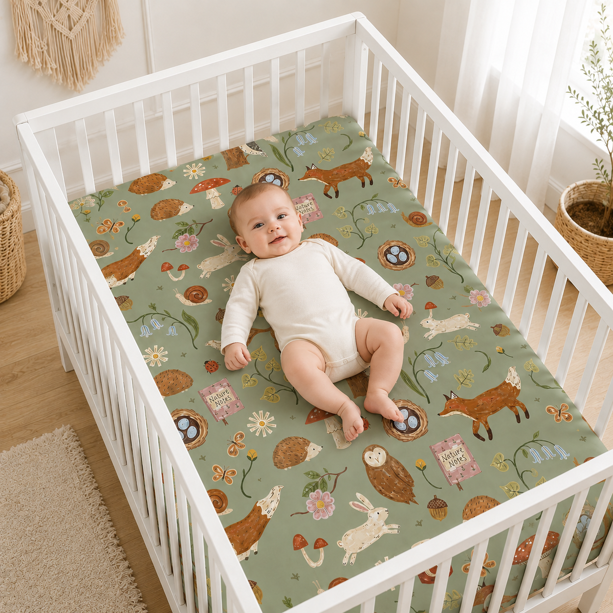 Woodland Animals Bamboo Fitted Crib Sheet – Forest Baby Nursery Bedding