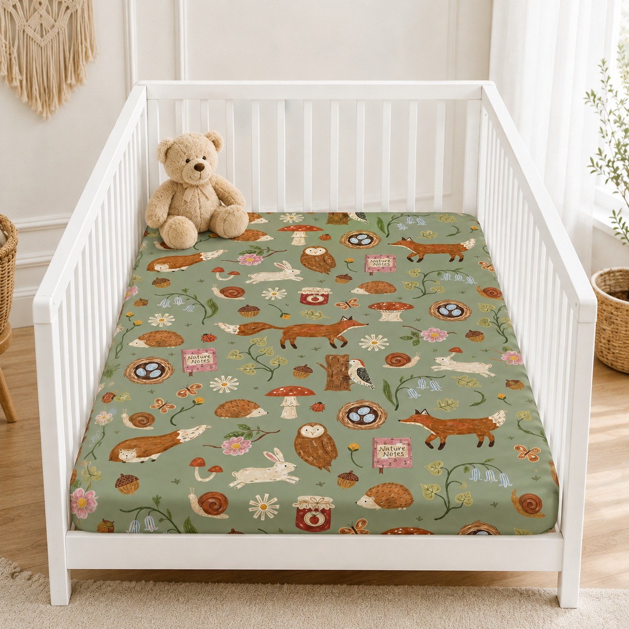 Woodland Animals Bamboo Fitted Crib Sheet – Forest Baby Nursery Bedding