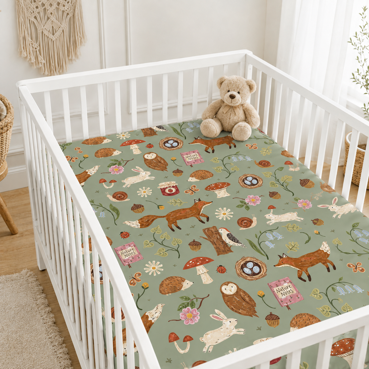 Woodland Animals Bamboo Fitted Crib Sheet – Forest Baby Nursery Bedding