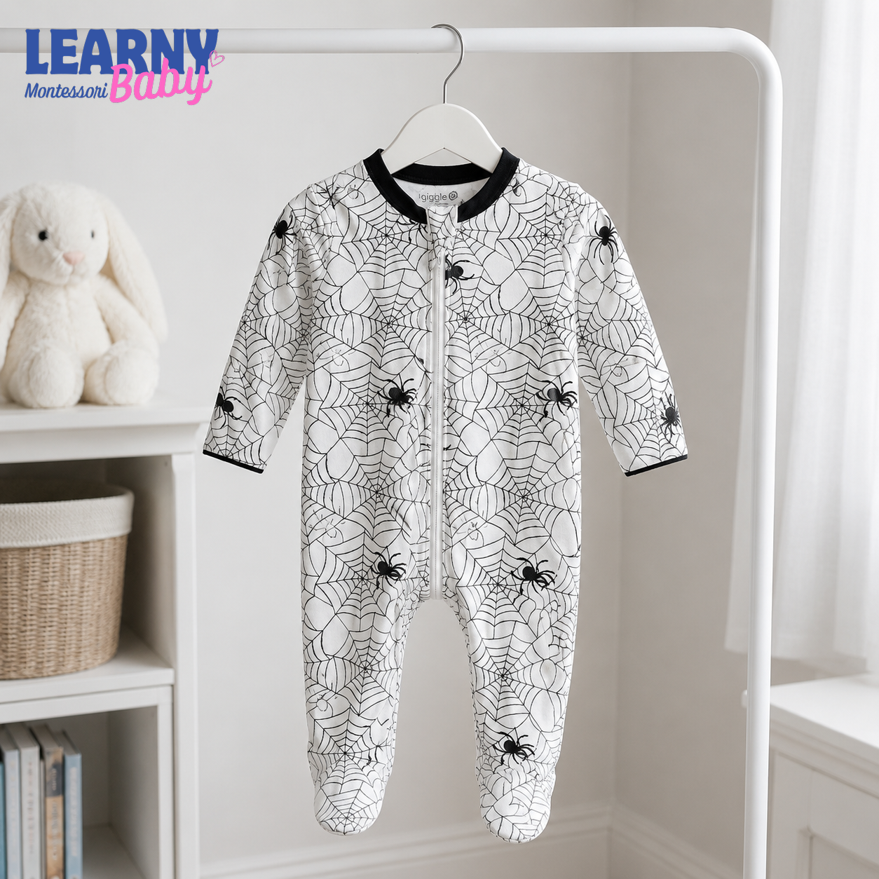 Spider Web Bamboo Zippy Footie – Halloween Baby Pajamas