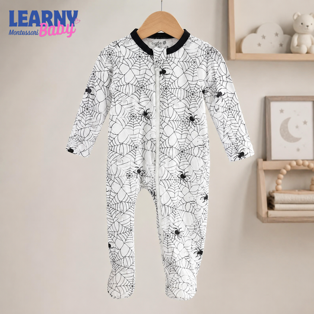 Spider Web Bamboo Zippy Footie – Halloween Baby Pajamas