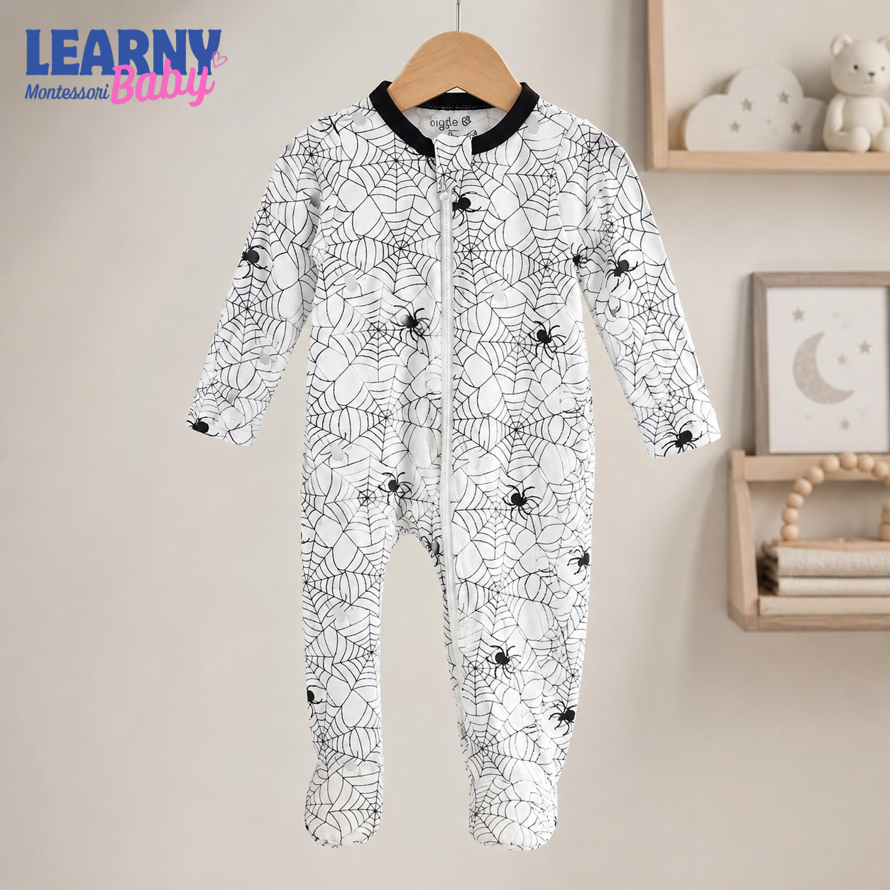 Spider Web Bamboo Zippy Footie – Halloween Baby Pajamas