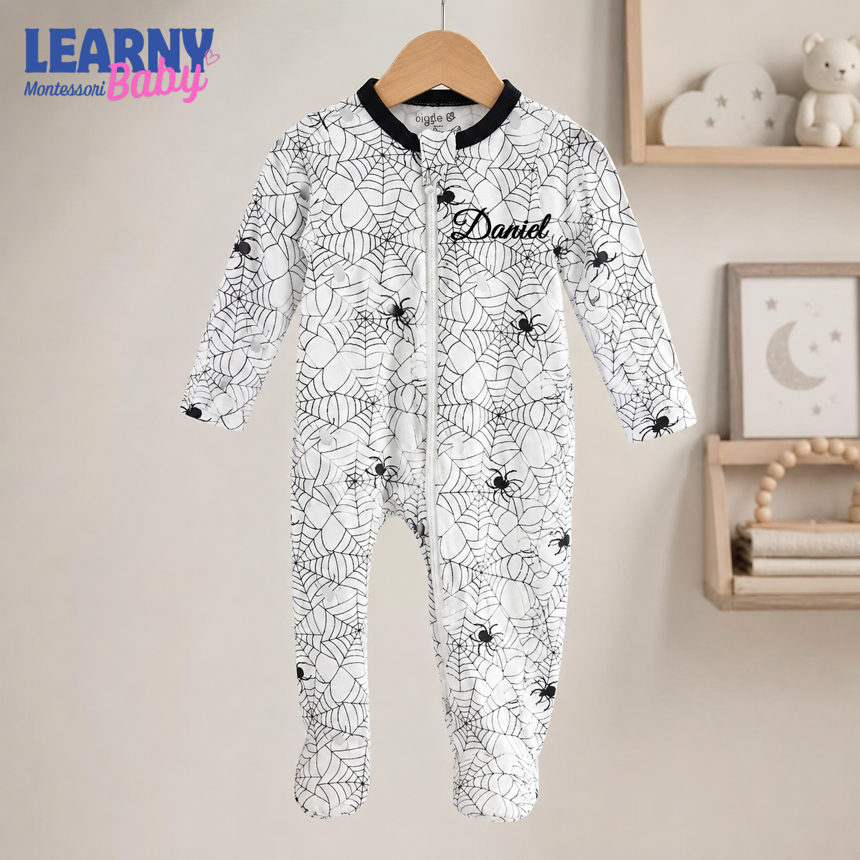 Spider Web Bamboo Zippy Footie – Halloween Baby Pajamas