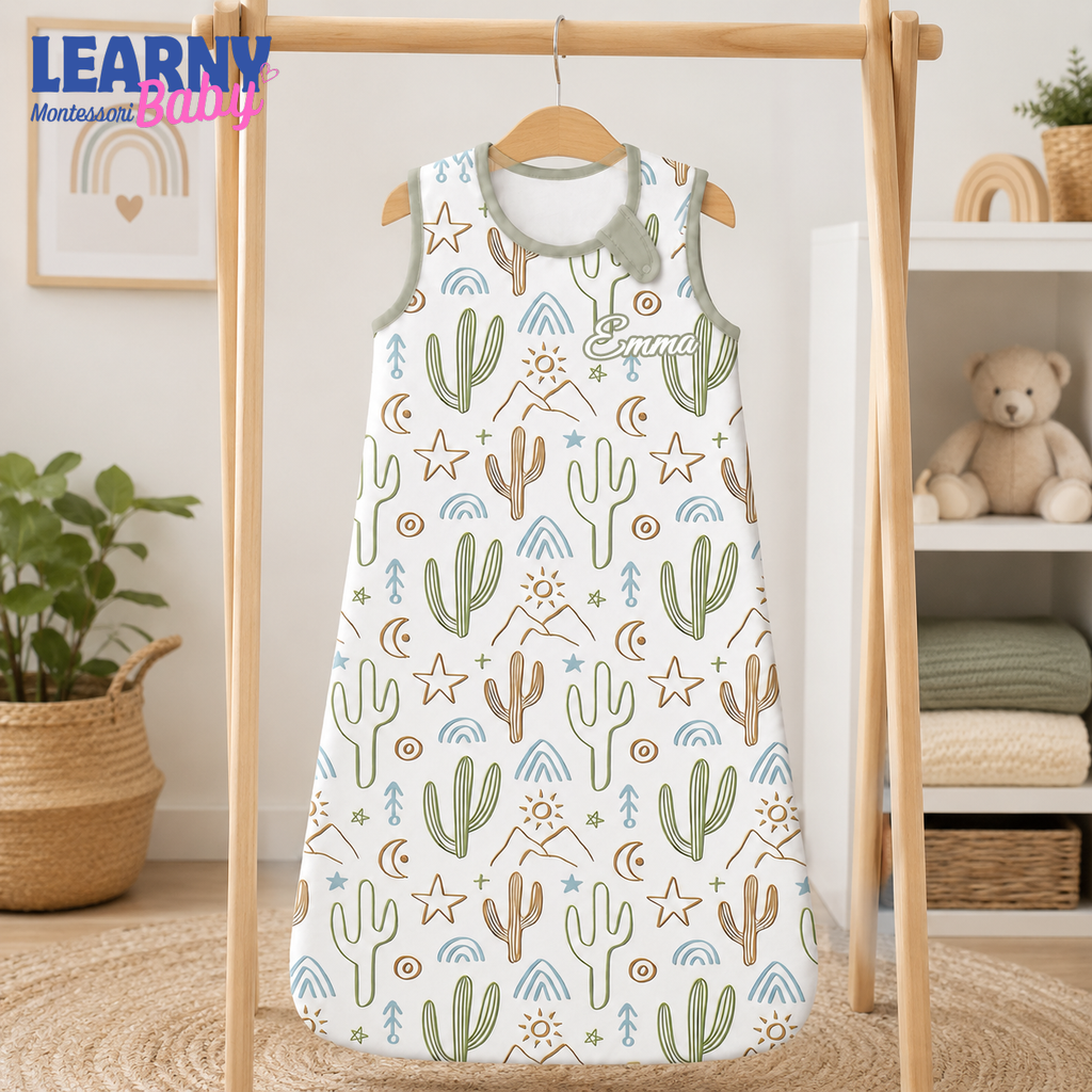 Desert Cactus Bamboo Baby Sleep Bag, Southwestern Boho Wearable Blanket, Bamboo Sleep Sack for Infant & Toddler