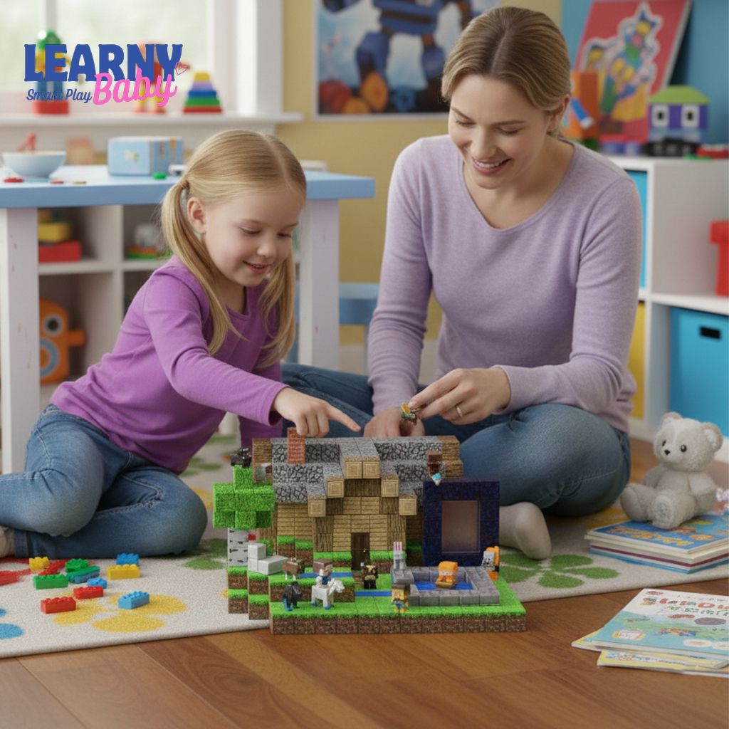 Magnetic Building Blocks Montessori STEM Toy – DIY Magnet Cube Set (Mine World Style) | Creative Construction for Kids Ages 3–8