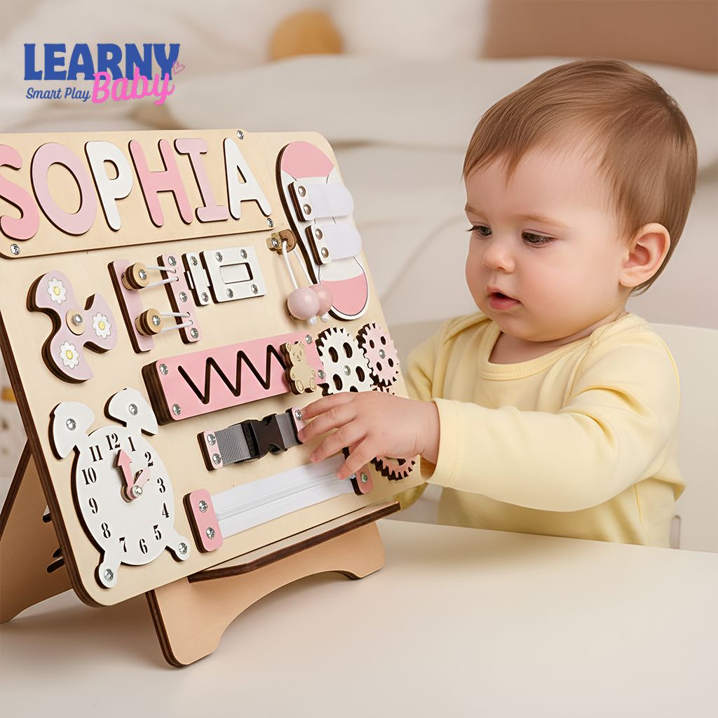 Montessori Toys, Personalized Baby Busy Board, Custom Name Puzzle, Gift for Boy or Girl, First Birthday Gift, Baby Shower, Gifts For Kids BBLB10