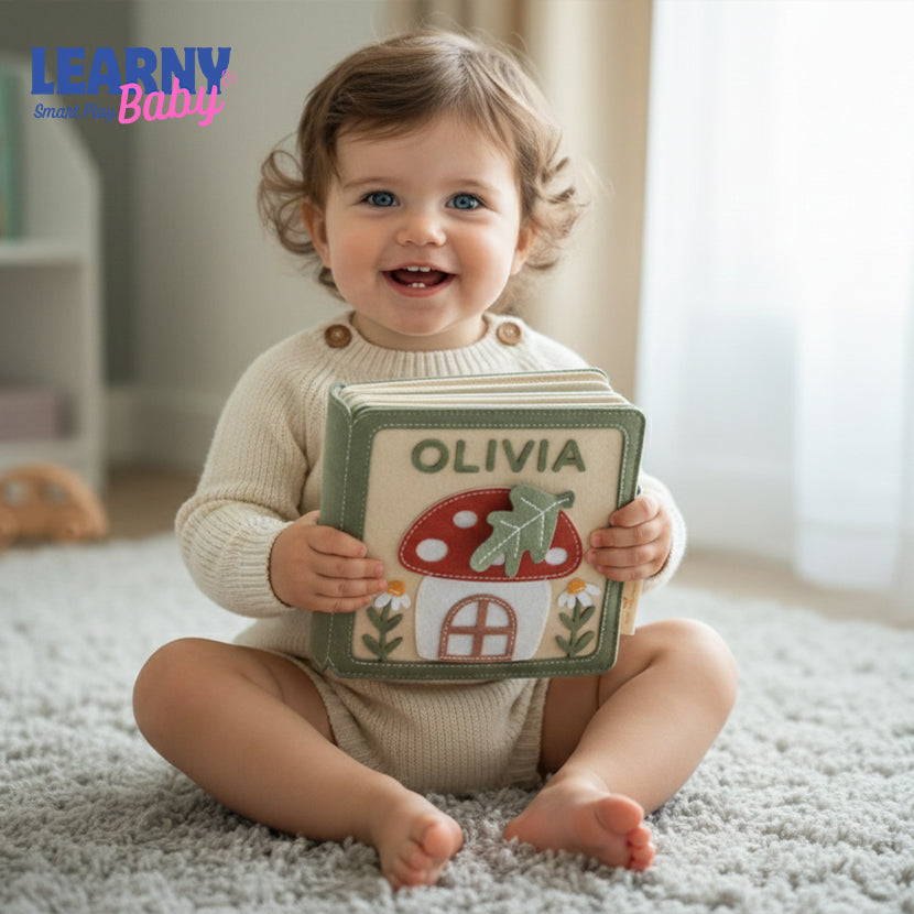 Custom Name Felt Quiet Book for Toddlers, Personalized Sensory Activity Book, Montessori Soft Busy Book for Kids