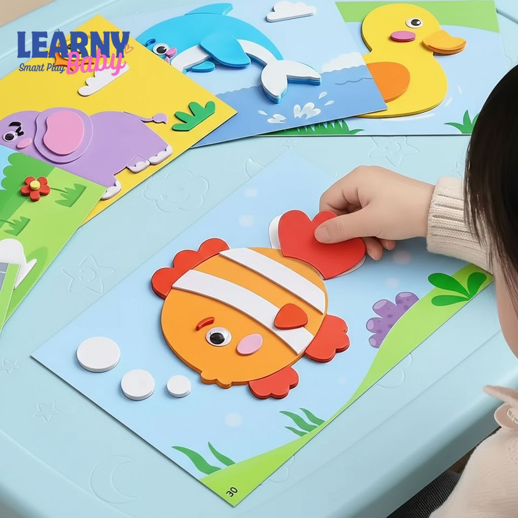 3D EVA Foam Animal Sticker Craft Set (10PCS) – Educational DIY Puzzle for Kids | Classroom & Home Activity, Ages 3–7