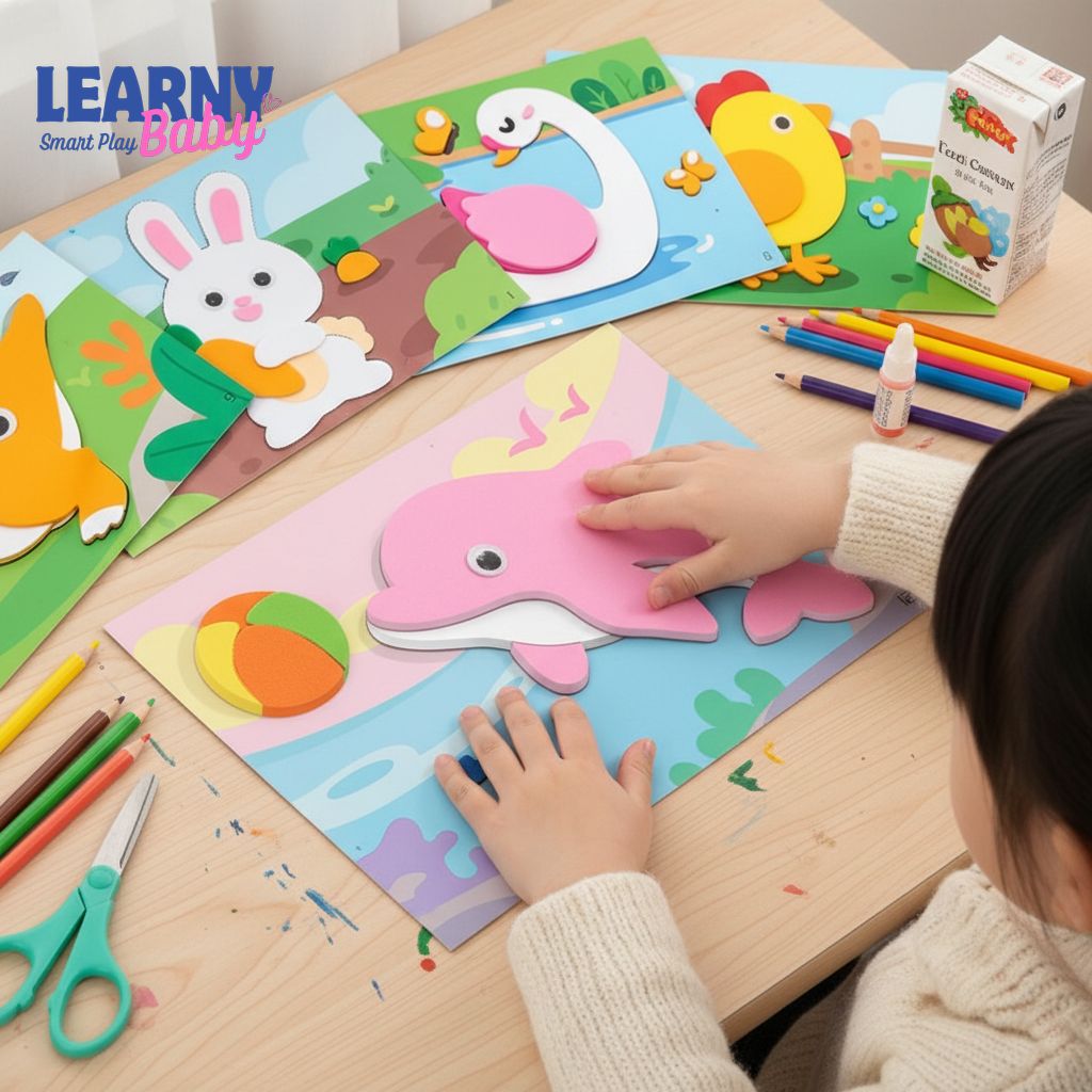 3D EVA Foam Animal Sticker Craft Set (10PCS) – Educational DIY Puzzle for Kids | Classroom & Home Activity, Ages 3–7