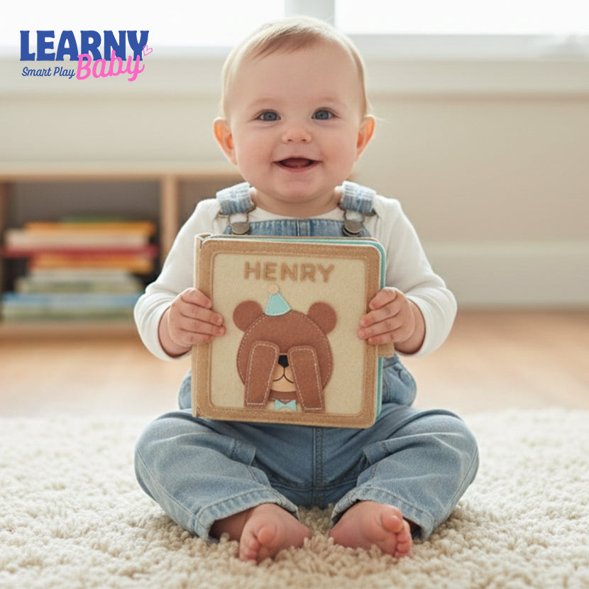 Personalized gift for baby boy& girl, Bear Adventure busy book, handmade felt quiet book, customized soft Montessori-inspired toy for travel