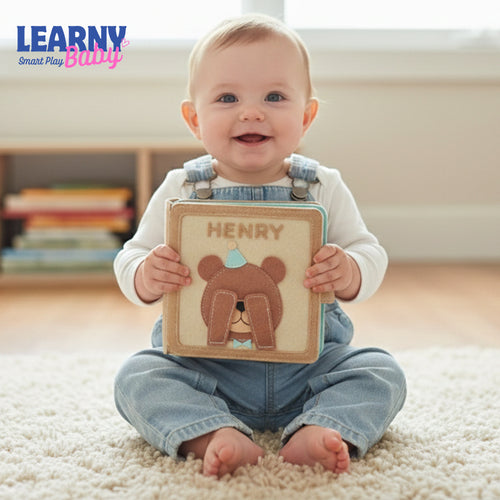 Personalized Gift for Baby Boy & Girl, Bear Adventure Felt Busy Book, Handmade Quiet Book, Customized Soft Montessori Baby Toy for Travel QBLB13