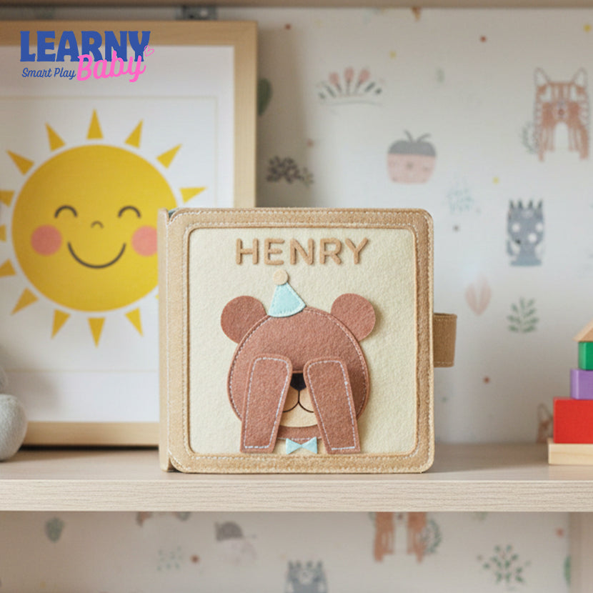 Personalized gift for baby boy& girl, Bear Adventure busy book, handmade felt quiet book, customized soft Montessori-inspired toy for travel