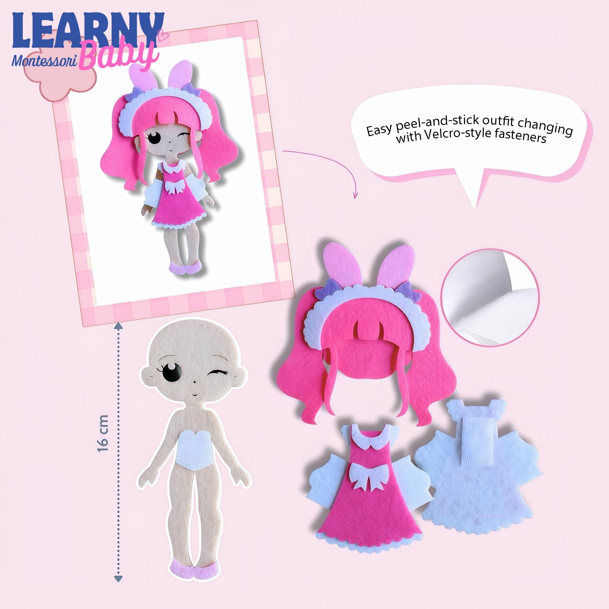 Personalized Felt Dress Up Busy Board for Girls, Princess Pretend Play Quiet Book, Toddler Travel Toy, Montessori Gift QBLB60