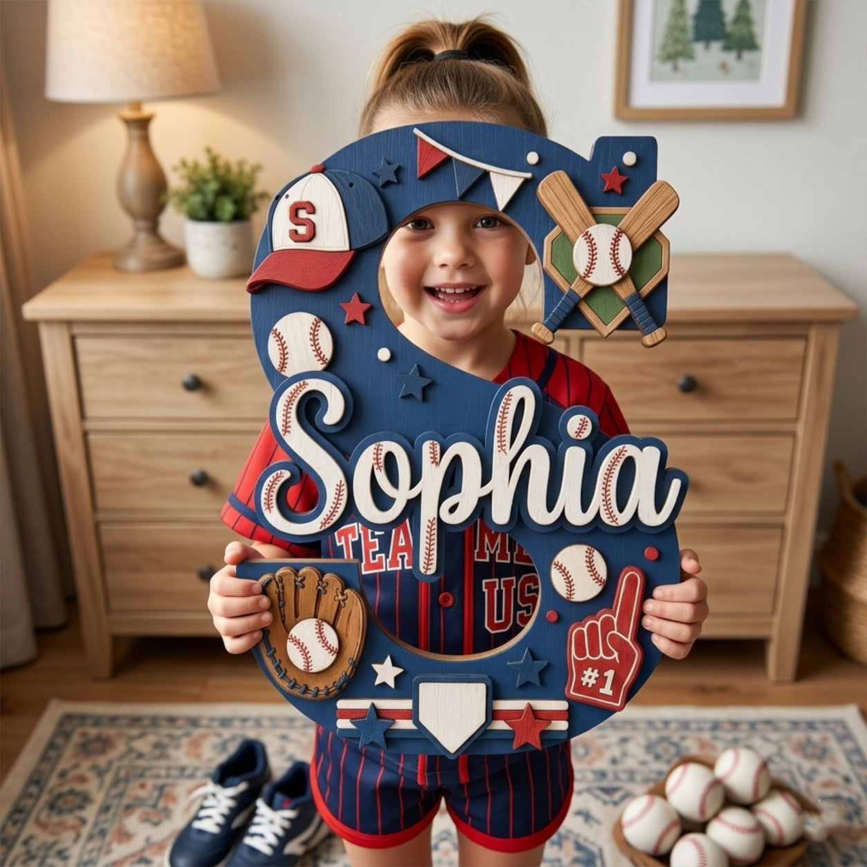 Personalized Baseball Nursery Name Sign, Custom Sports Baby Name Sign, Baseball Bat Glove Kids Room Decor, Wooden Letter Wall Art