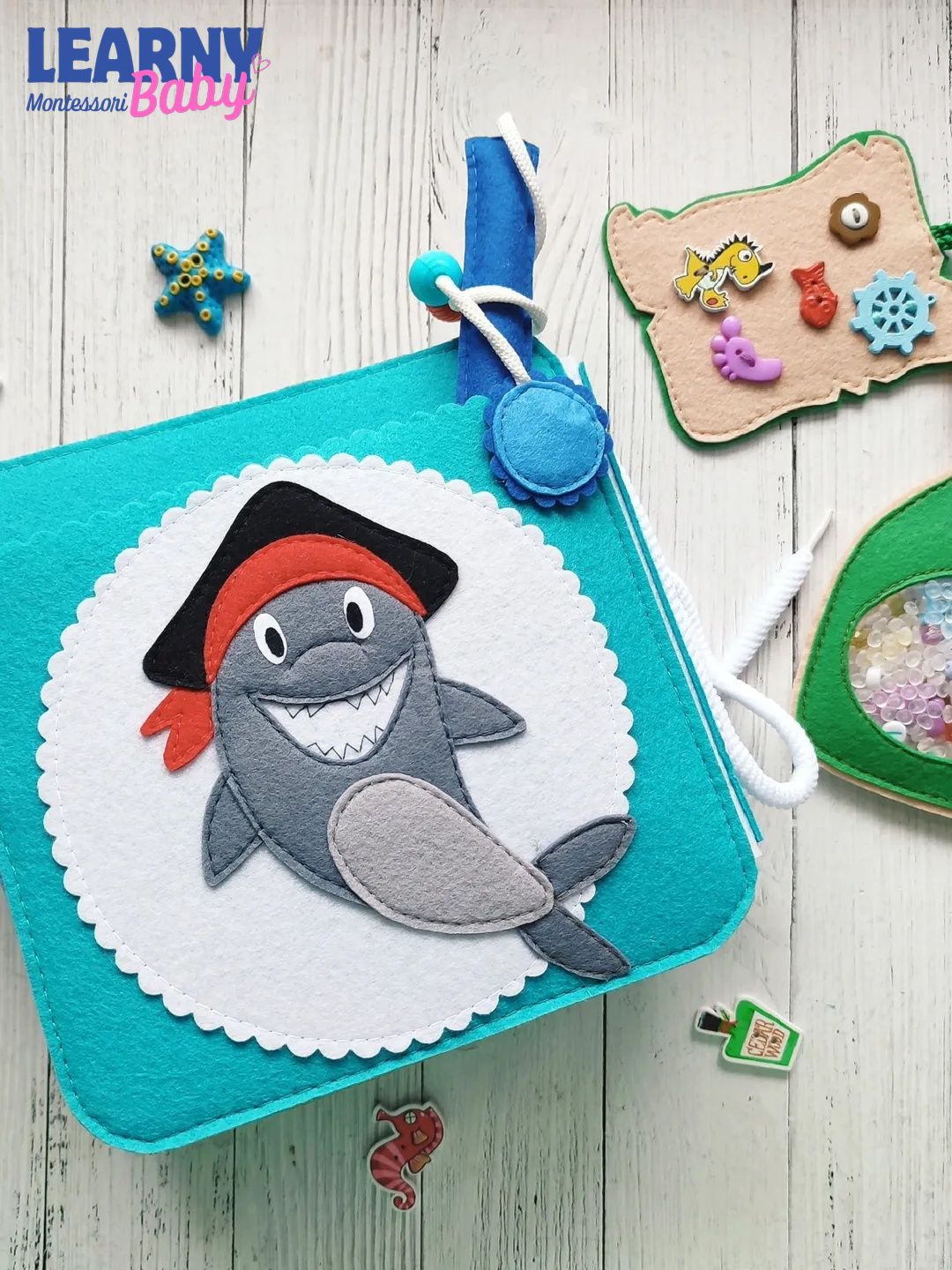 Personalized Pirate Quiet Book for Toddlers, Handmade Felt Busy Book, Montessori Sensory Toy, Pirate Activity Book for Kids QBLB76