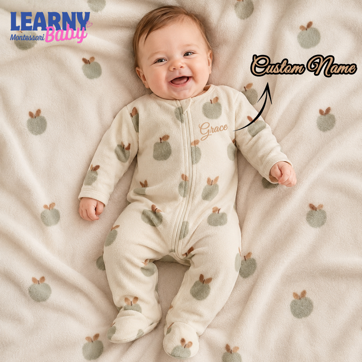 Sage Apple Bamboo Baby Zippy Footie – Unisex Infant Sleepwear