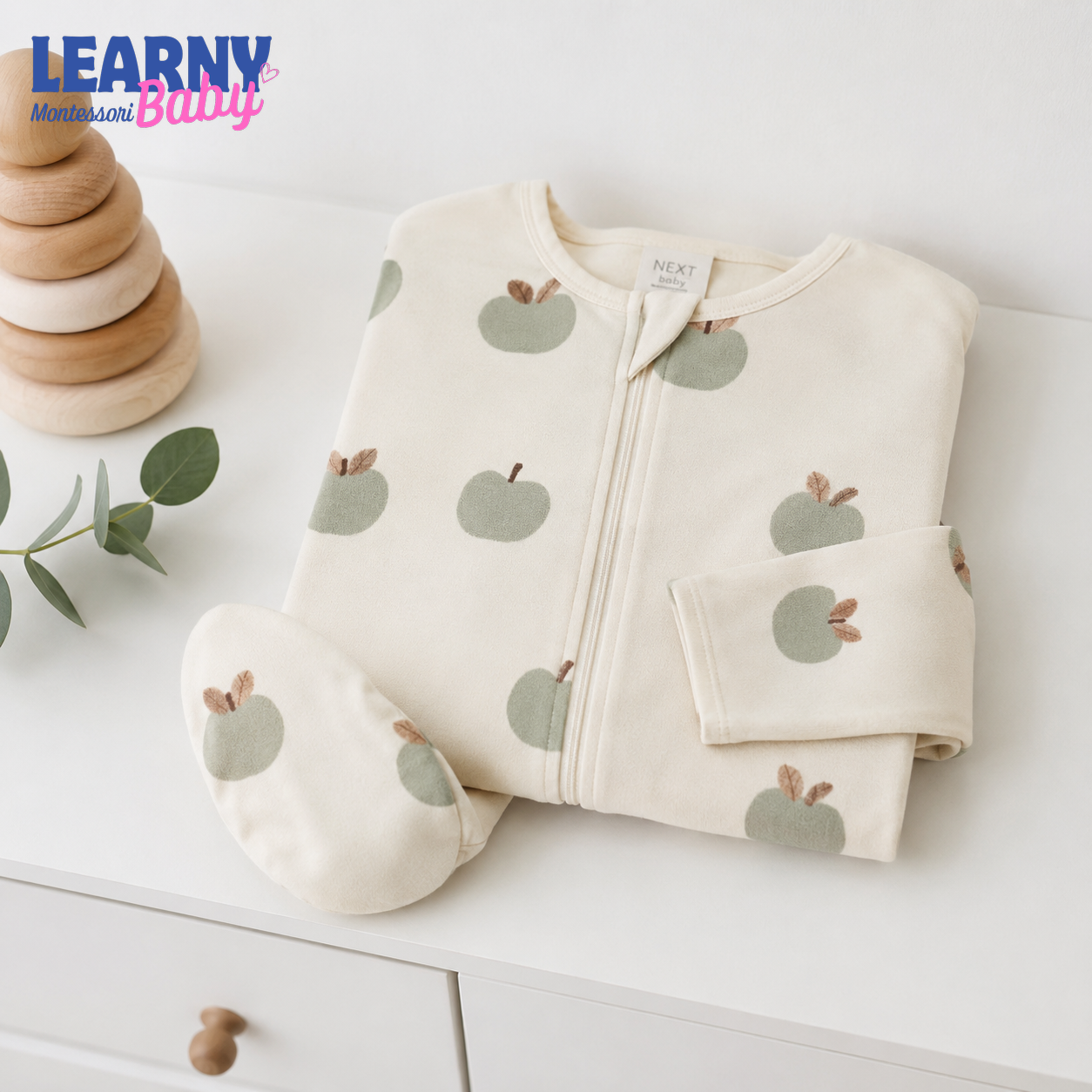 Sage Apple Bamboo Baby Zippy Footie – Unisex Infant Sleepwear