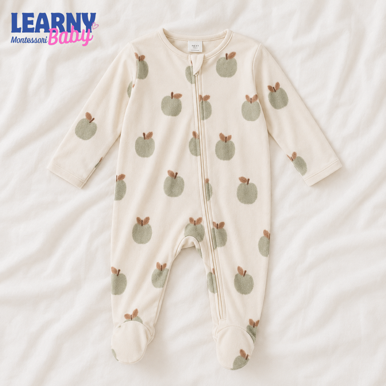 Sage Apple Bamboo Baby Zippy Footie – Unisex Infant Sleepwear