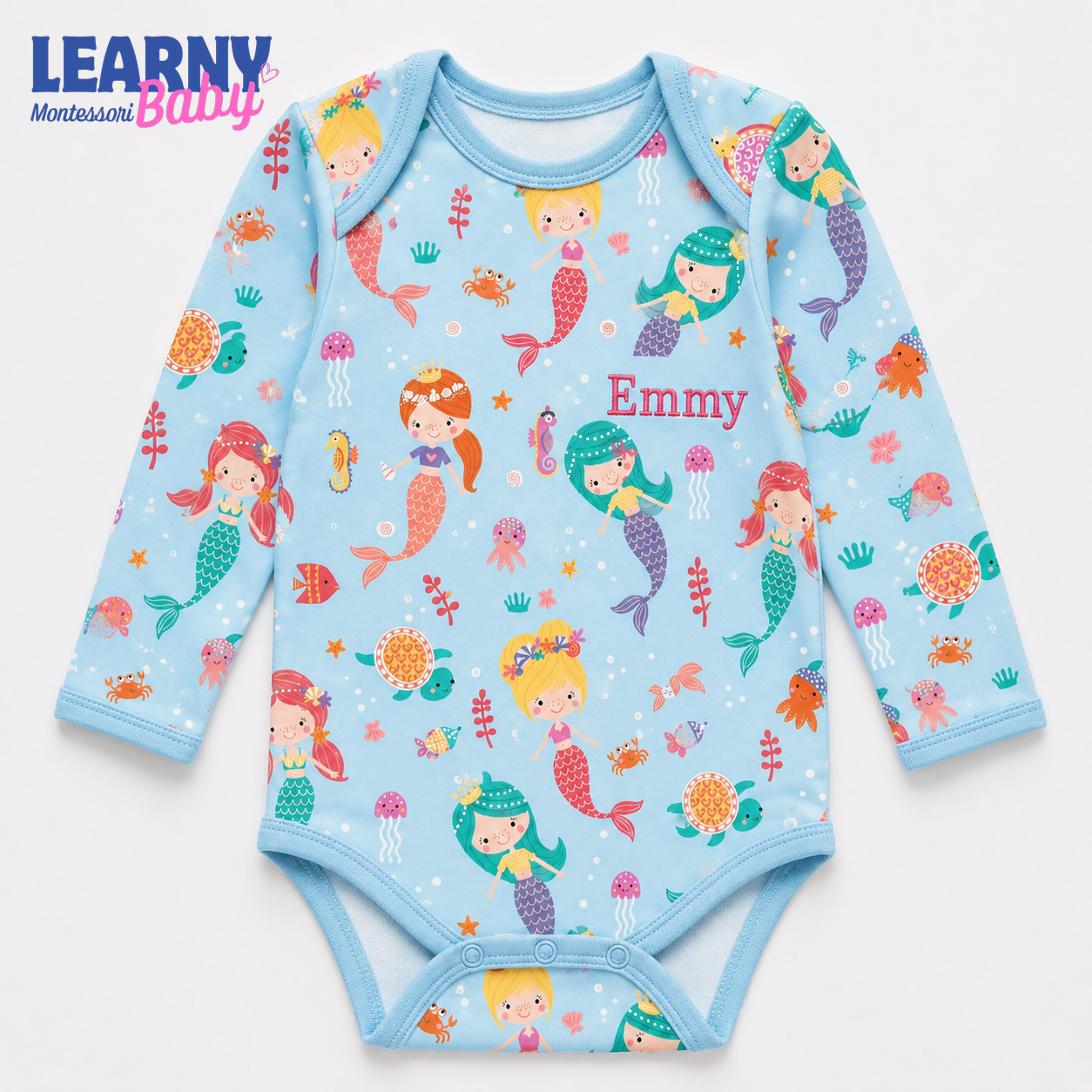 Bamboo Baby Bodysuit, Personalized Mermaid Baby Onesie, Soft Bamboo Viscose Baby Bodysuit