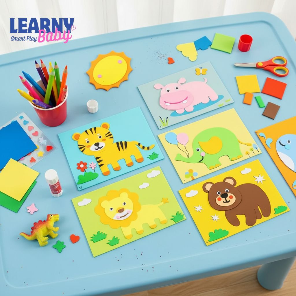 3D EVA Foam Animal Sticker Craft Set (10PCS) – Educational DIY Puzzle for Kids | Classroom & Home Activity, Ages 3–7