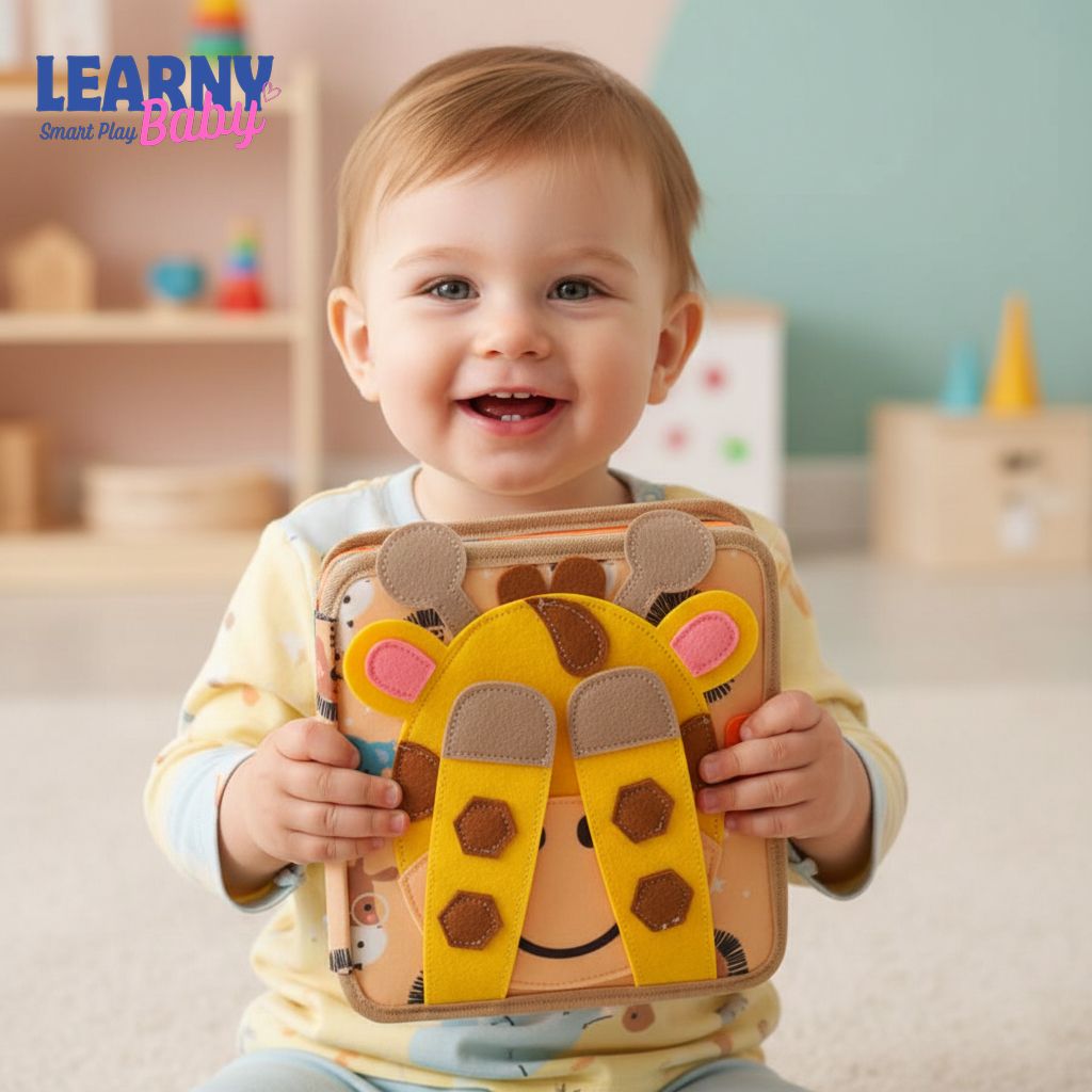 Giraffe Quiet Book – Montessori Felt Activity Book for Toddlers, Montessori Soft Activity Book for Kids