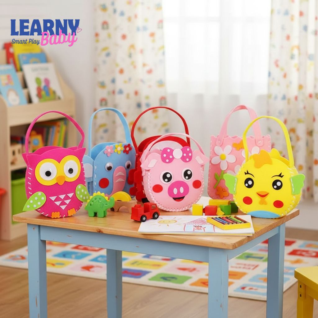 Kids DIY Fabric Handbag Craft Kit, Learn Sewing & Fine Motor Skills, Ages 6–12