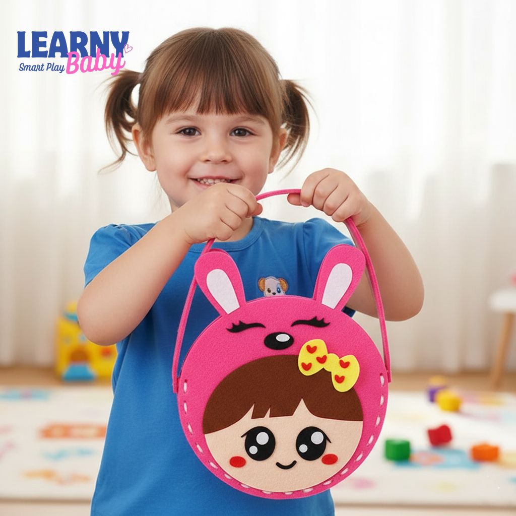 Kids DIY Fabric Handbag Craft Kit, Learn Sewing & Fine Motor Skills, Ages 6–12