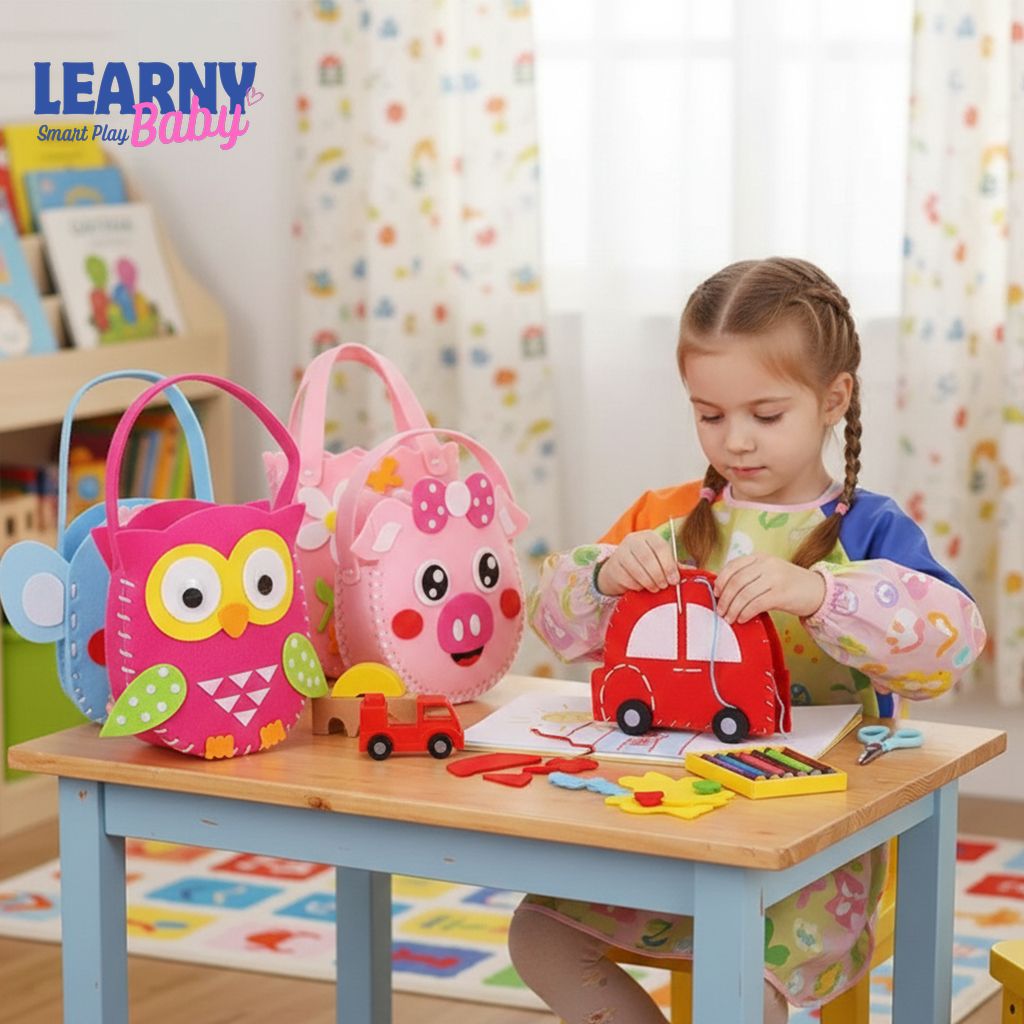 Kids DIY Fabric Handbag Craft Kit, Learn Sewing & Fine Motor Skills, Ages 6–12