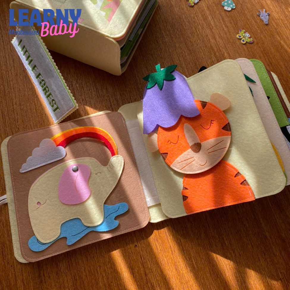 Personalized Jungle Animal Busy Book, Felt Quiet Book, Montessori Felt Toy, Toddler Sensory Activity, Preschool Learning Gift, Kids Gift QBLB49