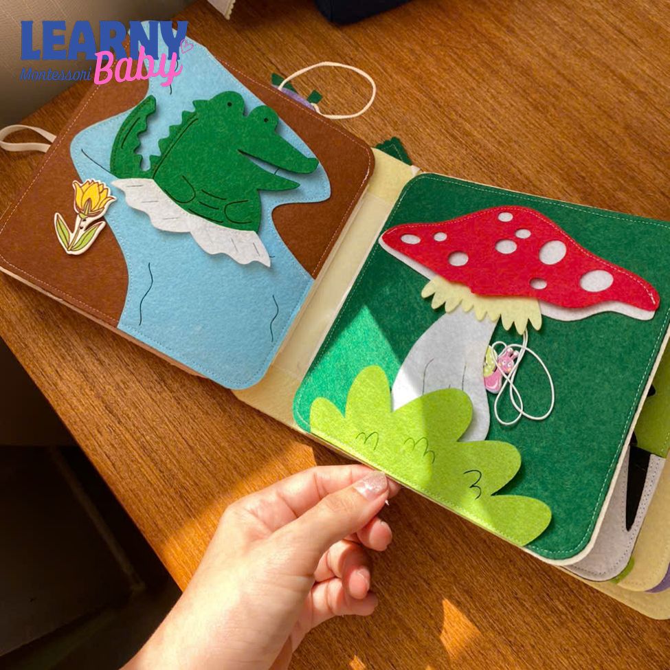 Personalized Jungle Animal Busy Book, Felt Quiet Book, Montessori Felt Toy, Toddler Sensory Activity, Preschool Learning Gift, Kids Gift QBLB49