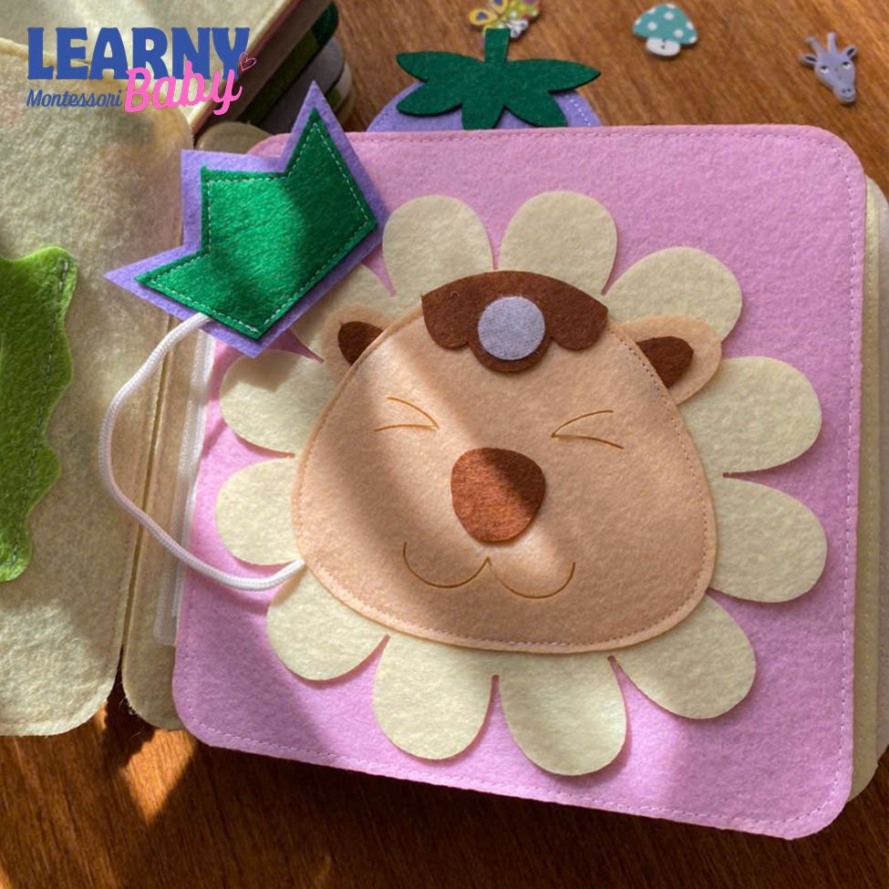 Personalized Jungle Animal Busy Book, Felt Quiet Book, Montessori Felt Toy, Toddler Sensory Activity, Preschool Learning Gift, Kids Gift QBLB49