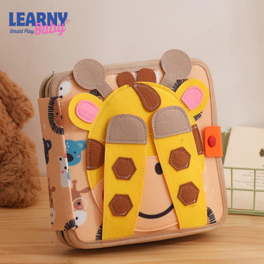 Giraffe Quiet Book – Montessori Felt Activity Book for Toddlers, Montessori Soft Activity Book for Kids