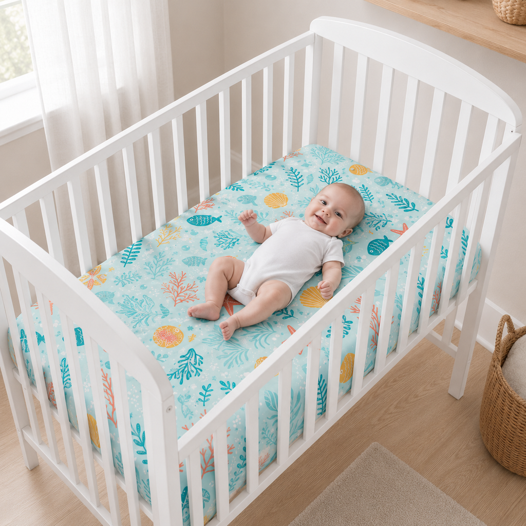 Under the Sea Bamboo Fitted Crib Sheet – Ocean Baby Nursery Bedding