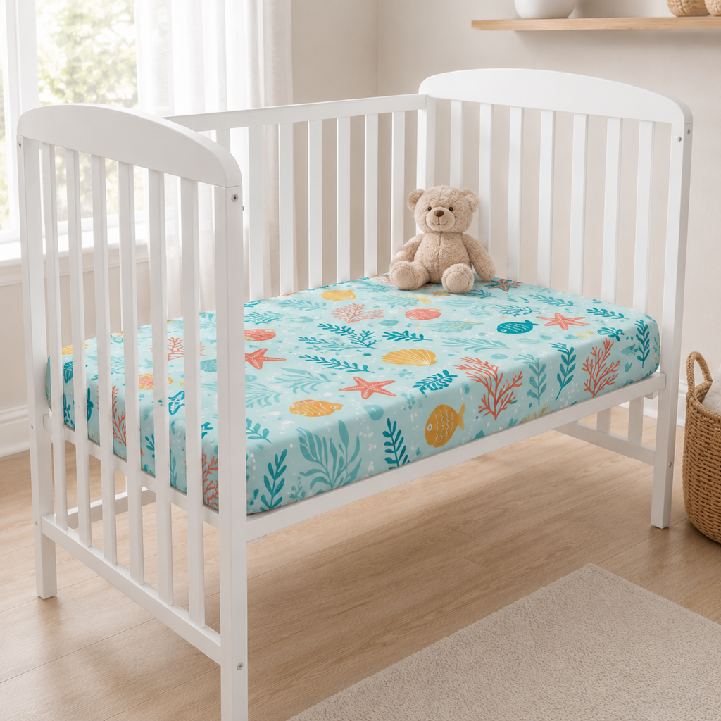 Under the Sea Bamboo Fitted Crib Sheet – Ocean Baby Nursery Bedding