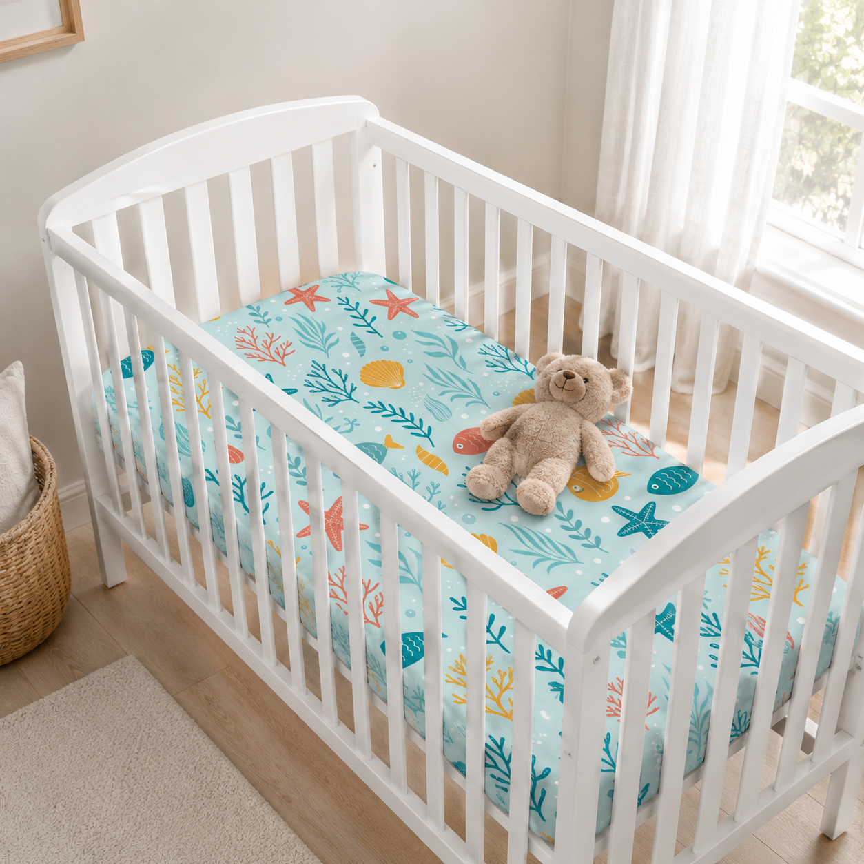 Under the Sea Bamboo Fitted Crib Sheet – Ocean Baby Nursery Bedding