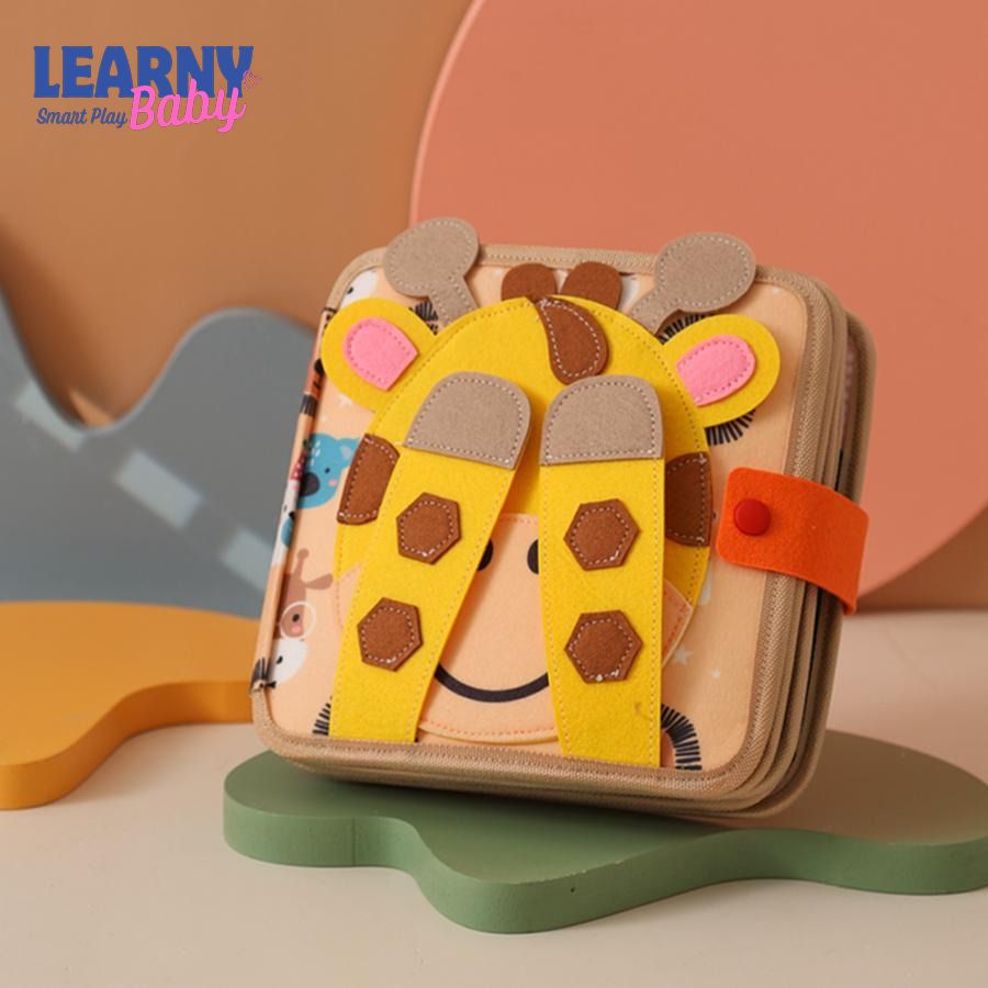 Giraffe Quiet Book – Montessori Felt Activity Book for Toddlers, Montessori Soft Activity Book for Kids