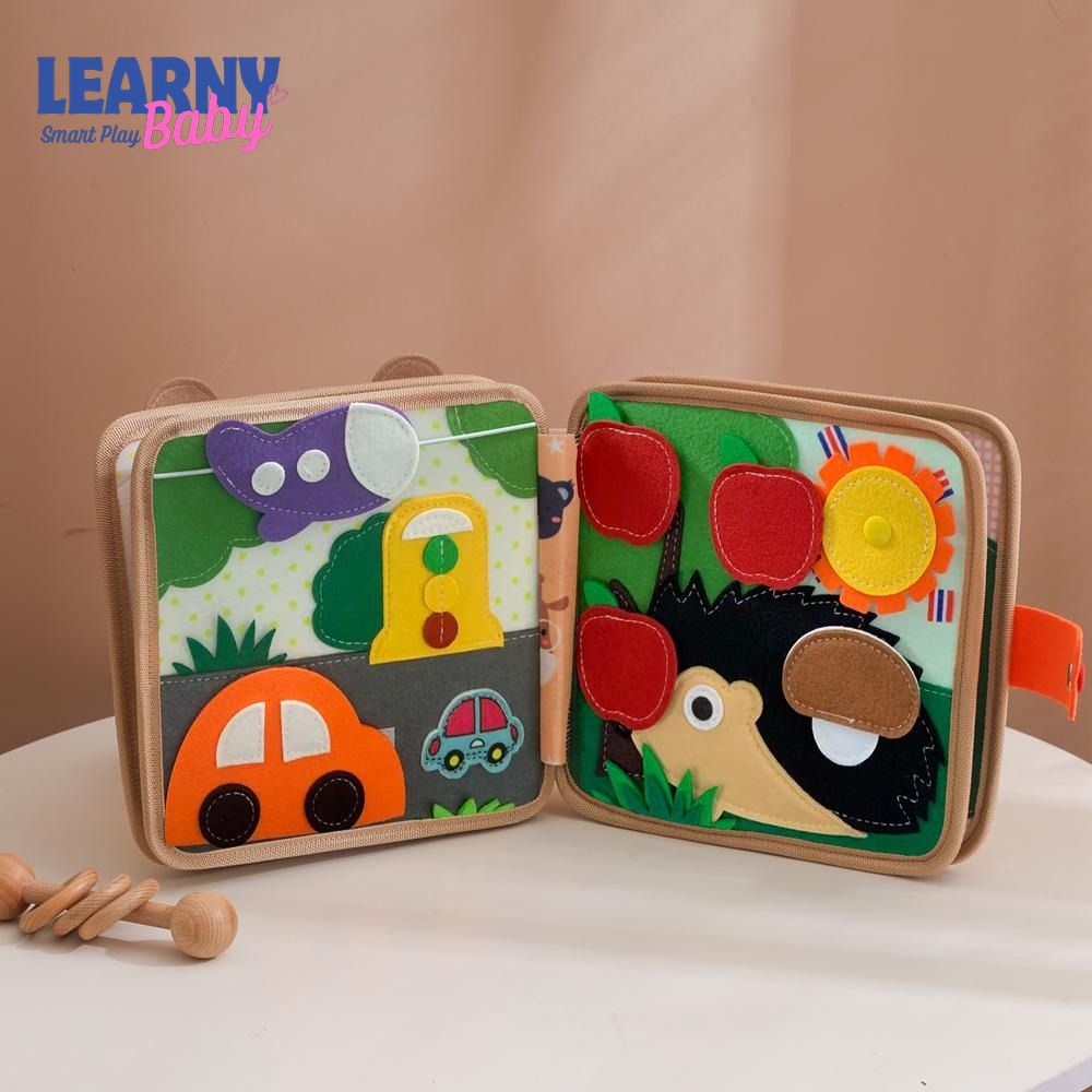 Giraffe Quiet Book – Montessori Felt Activity Book for Toddlers, Montessori Soft Activity Book for Kids