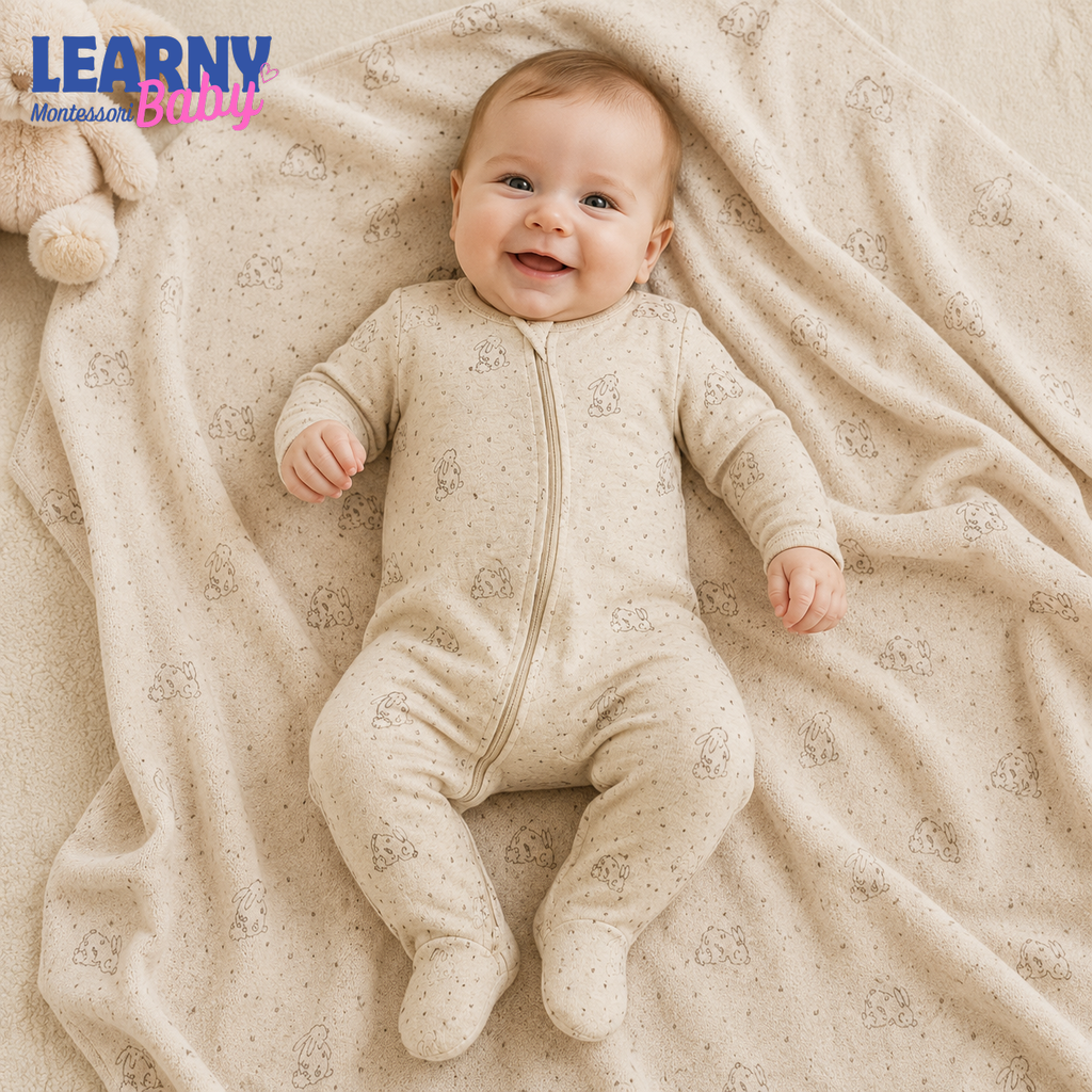 Beige Bunny Bamboo Zippy Footie – Neutral Baby Pajamas