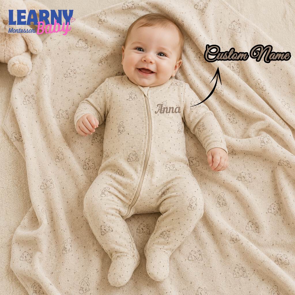 Beige Bunny Bamboo Zippy Footie – Neutral Baby Pajamas