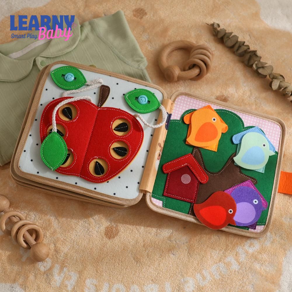 Giraffe Quiet Book – Montessori Felt Activity Book for Toddlers, Montessori Soft Activity Book for Kids