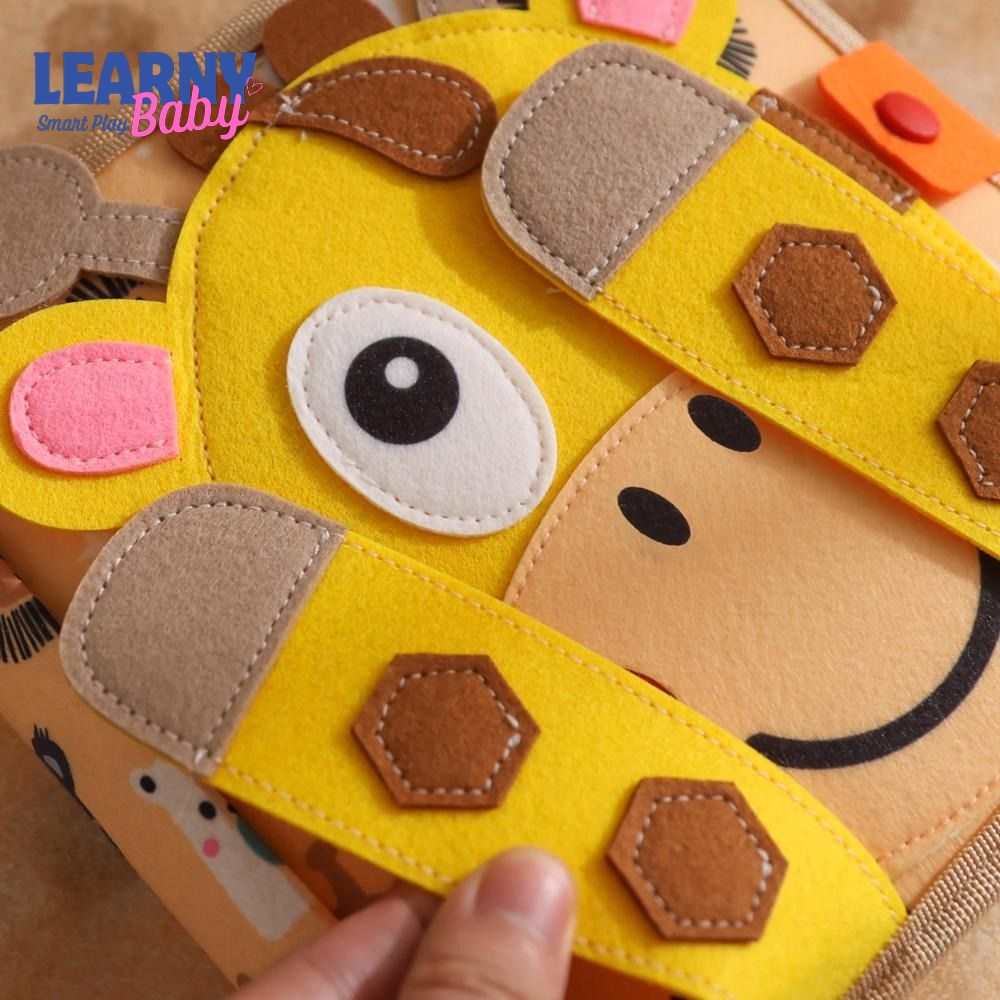 Giraffe Quiet Book – Montessori Felt Activity Book for Toddlers, Montessori Soft Activity Book for Kids