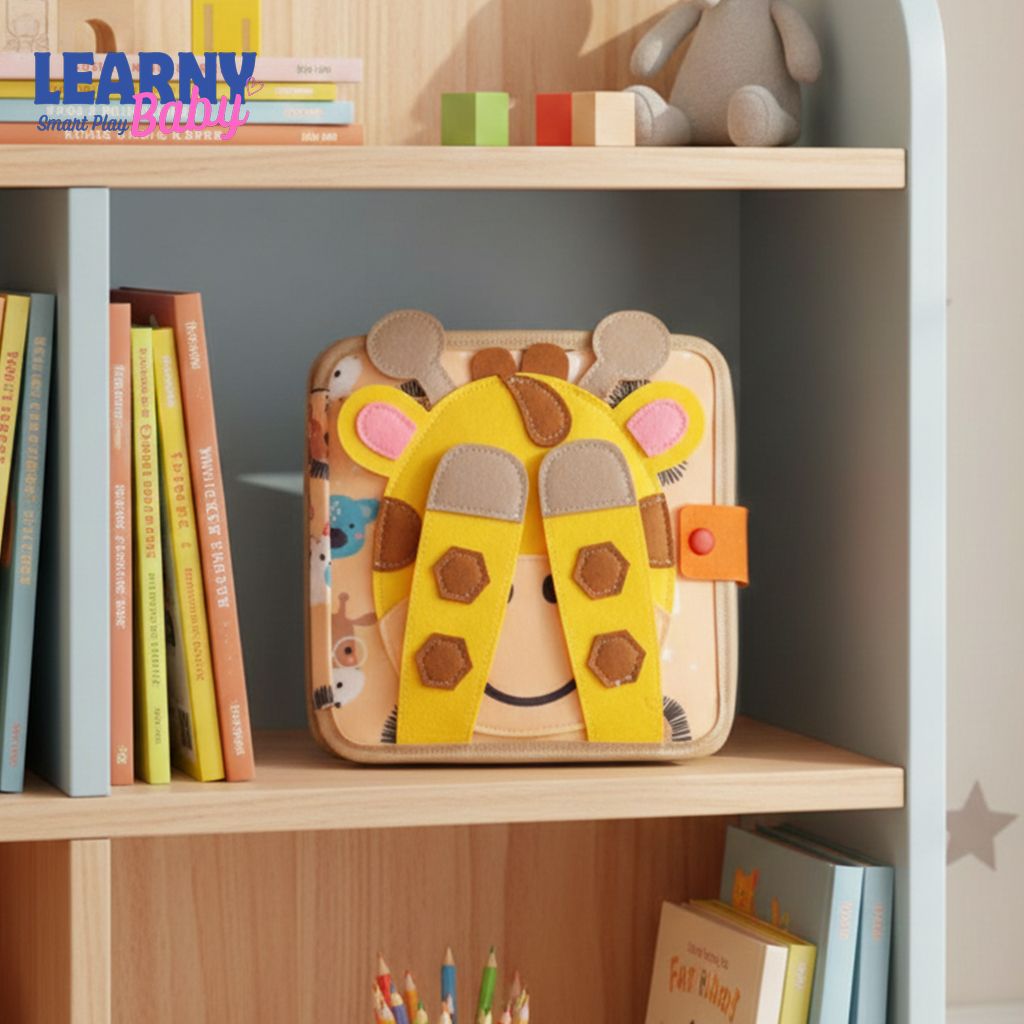 Giraffe Quiet Book – Montessori Felt Activity Book for Toddlers, Montessori Soft Activity Book for Kids