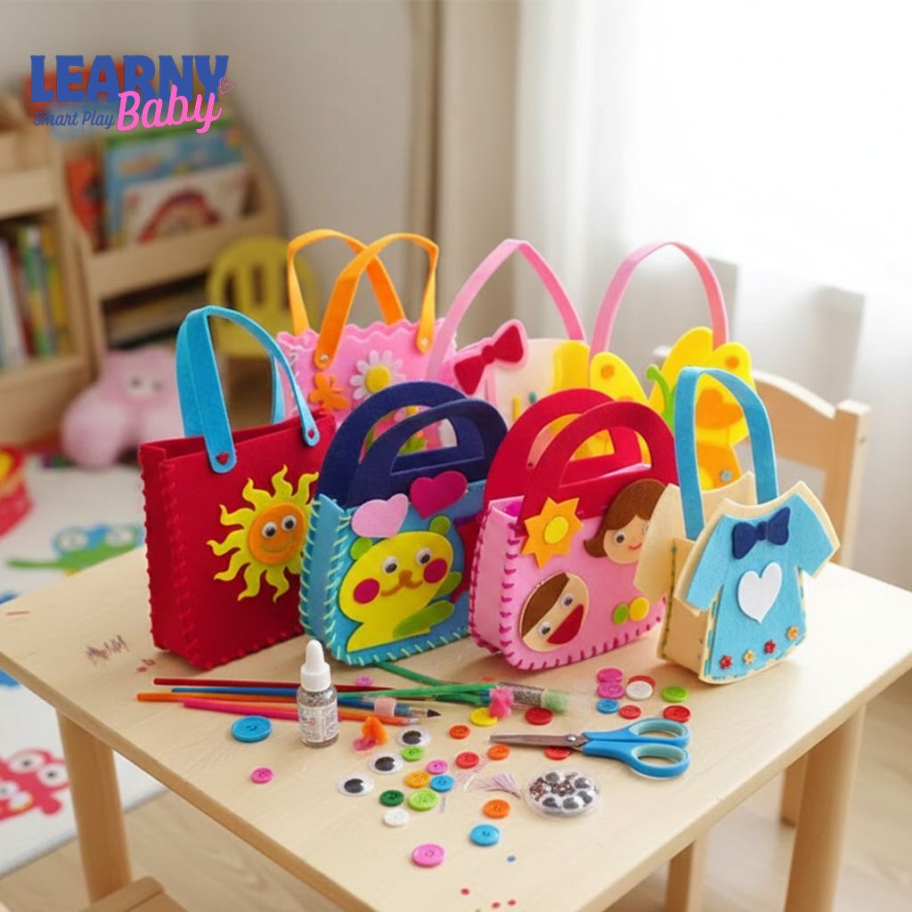 Kids DIY Fabric Handbag Craft Kit, Learn Sewing & Fine Motor Skills, Ages 6–12