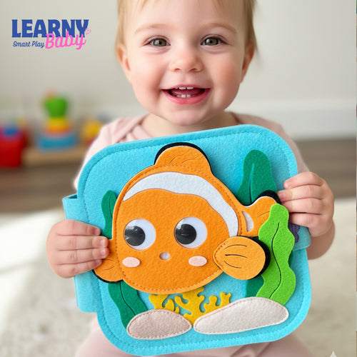 Ocean Clownfish Quiet Book – Educational Felt Activity Book for Toddlers, Montessori Soft Activity Book for Kids QBLB16