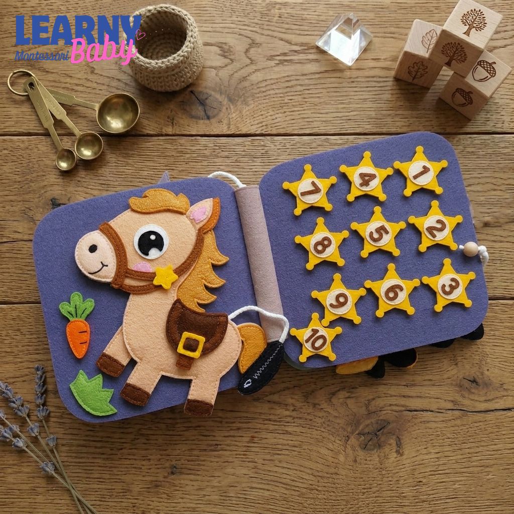 Personalized Cowboy Busy Book for Toddler, Felt Quiet Book, Montessori Activity Book, Baby Boy Western Toy, 1st Birthday Gift QBLB52