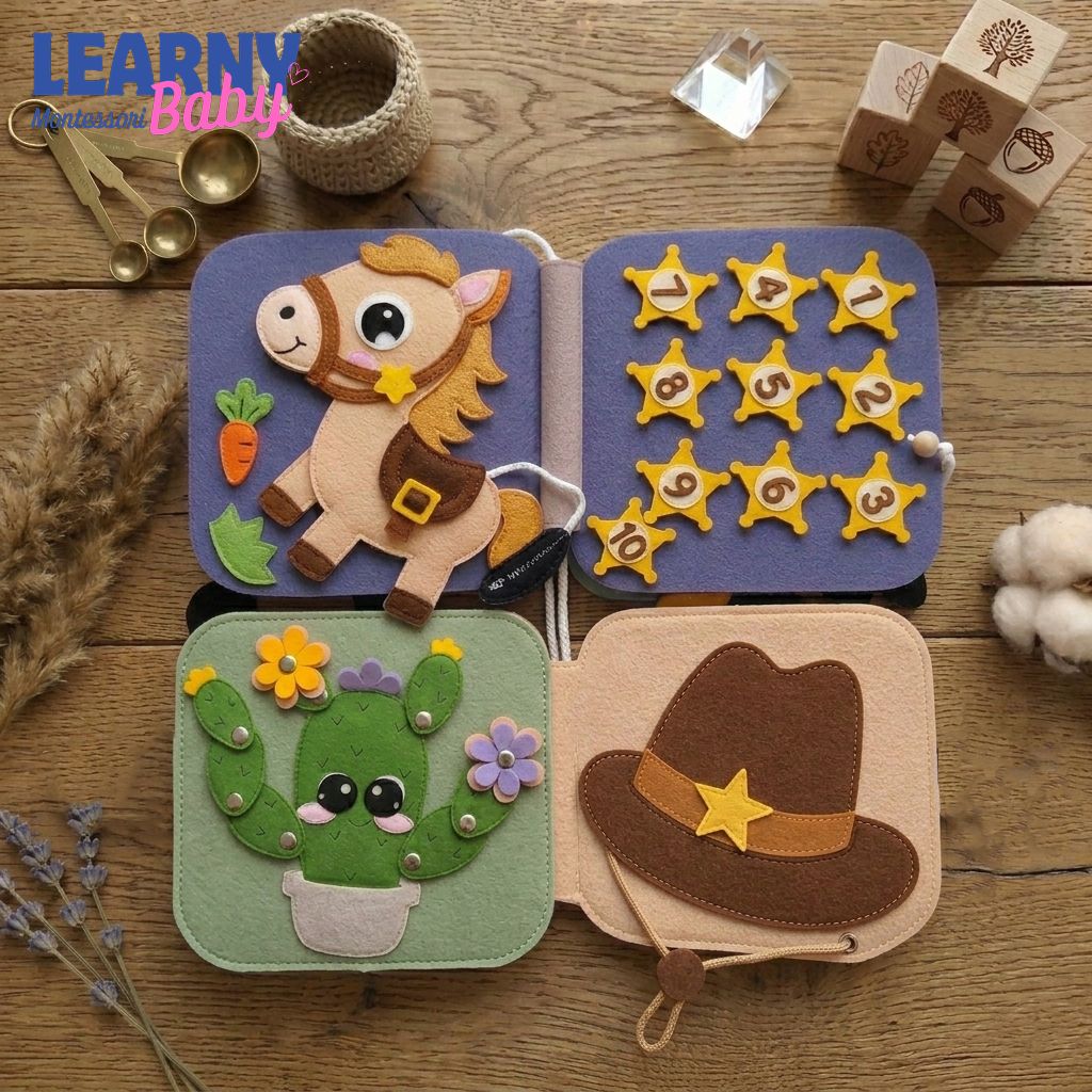 Personalized Cowboy Busy Book for Toddler, Felt Quiet Book, Montessori Activity Book, Baby Boy Western Toy, 1st Birthday Gift QBLB52